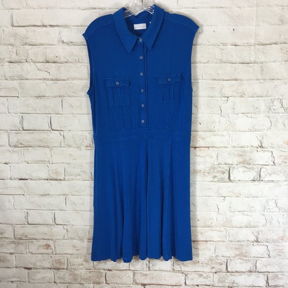 New York & Company Dresses & Skirts - New York and Company Womens LG Blue Banded Waist Stretch Sleeveless Summer Dress